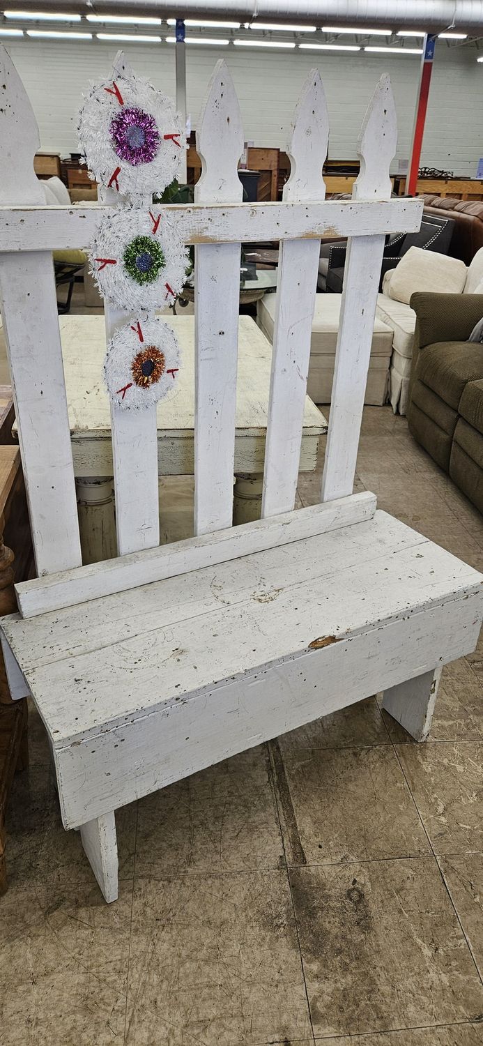 White Picket Fence Garden Bench