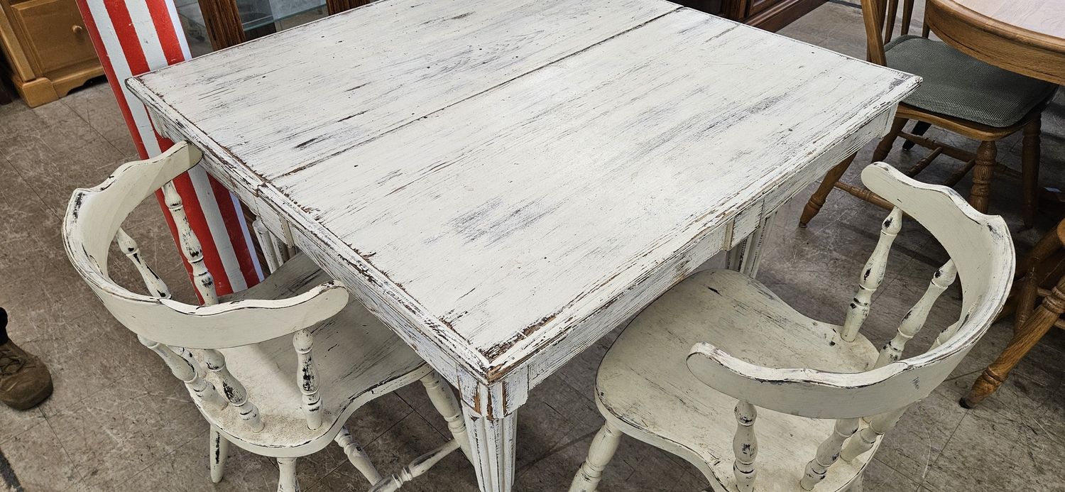 Distressed Farmhouse Style Table with 2 Chairs ** DELIVERY AVAILABLE