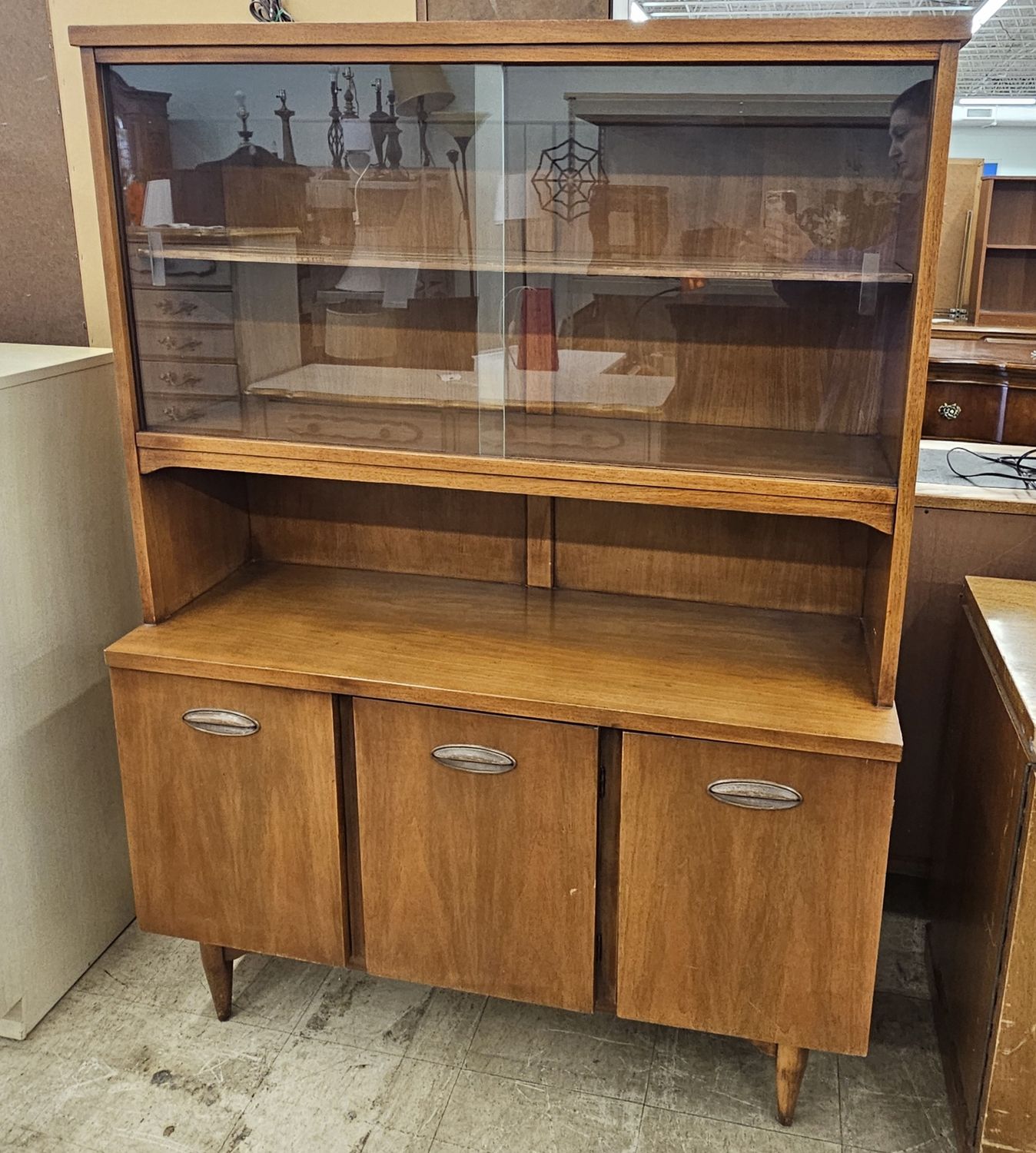 Mid-century walnut China cabinet