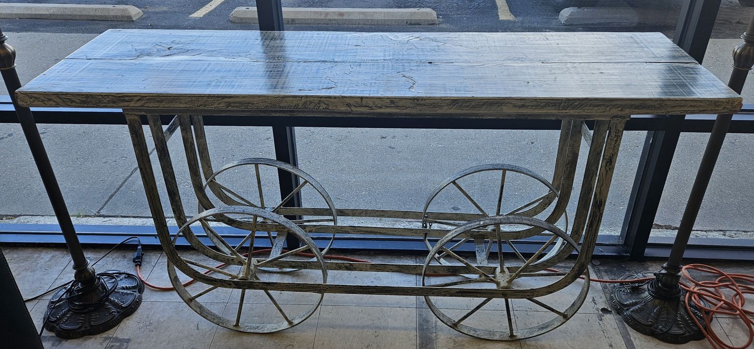 Artsy rolling cart sofa table