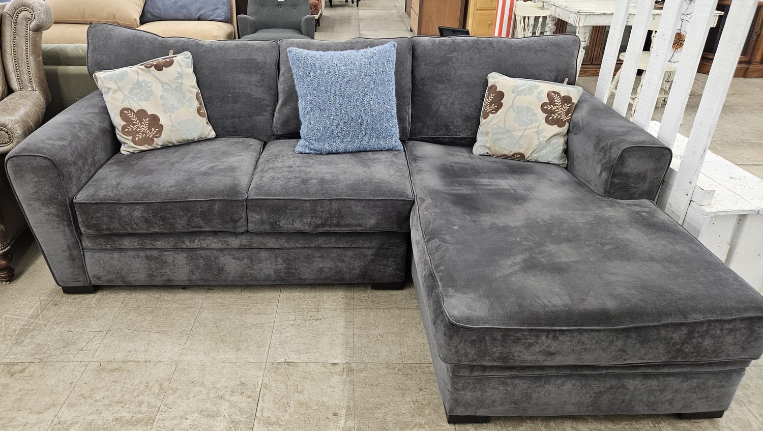 Charcoal two-piece L-shaped couch