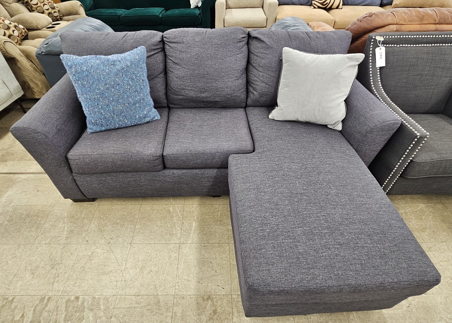 Cosmo Grey Microfiber L-Shaped Couch/Pull out bed