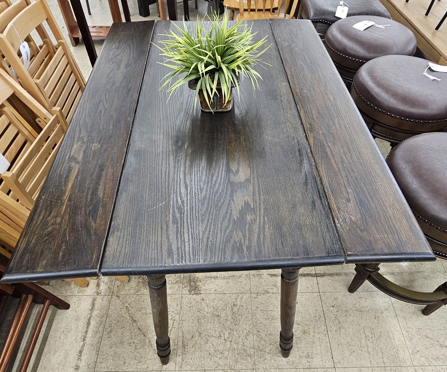 Dark Oak Drop-Leaf Dining Table