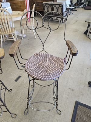 Antique Wrought Iron Twisted Metal Ice Cream Parlor Chairs