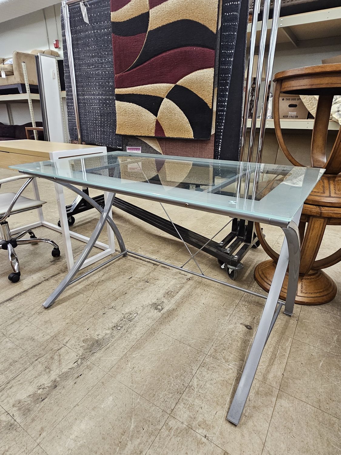 Modern Clear Glass Top Computer Desk
