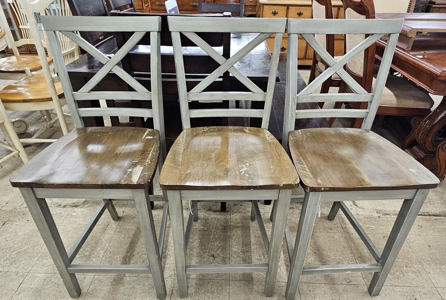 Set of 3 X-Back Counter Stools