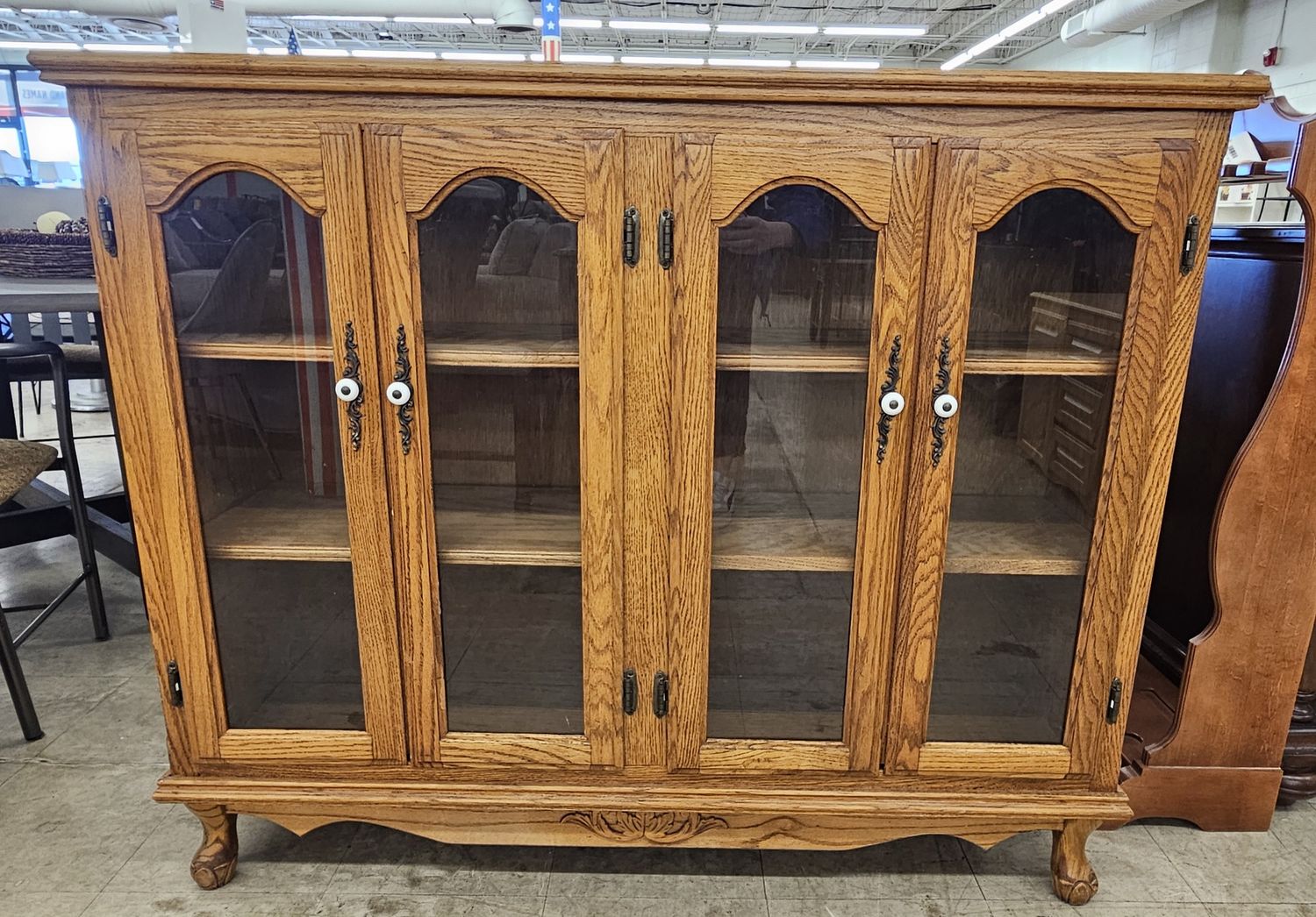 Solid Oak 4-Door Cabinet