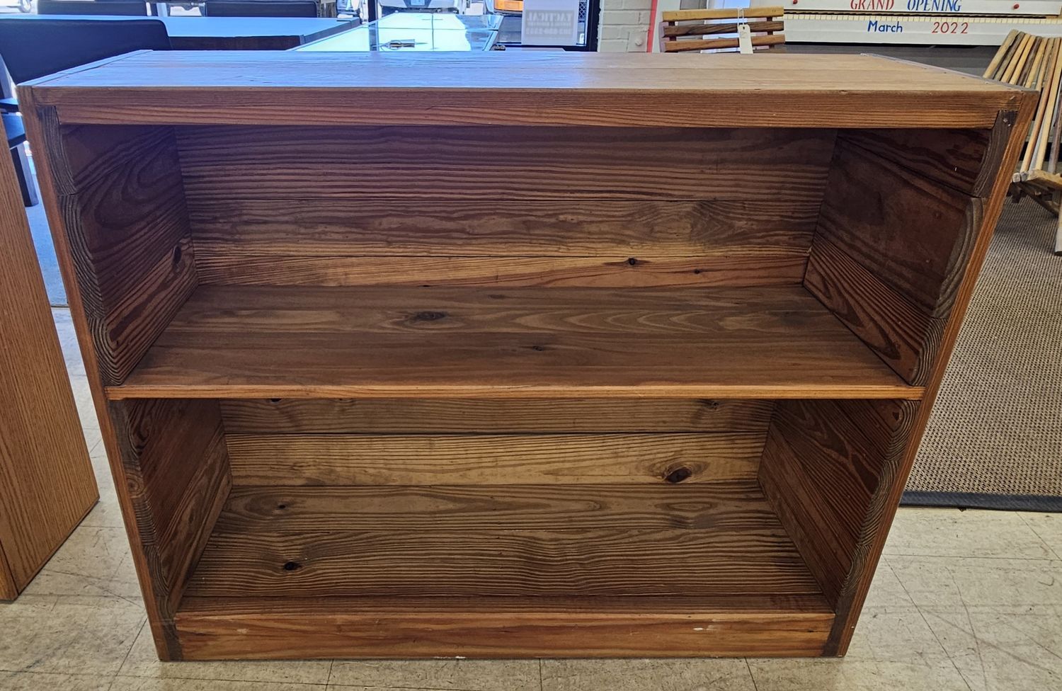Solid Oak 2-Tier Rustic Bookcase