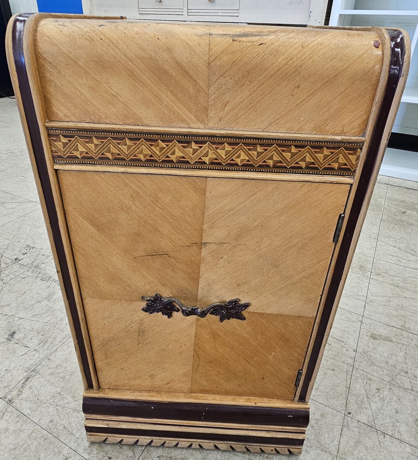 Vintage Waterfall Carved Satinwood Side Stand