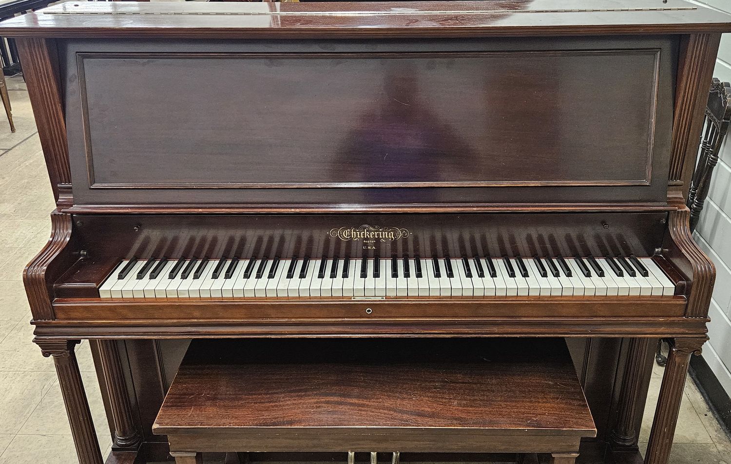 Dark Cherry Chickering Upright Cabinet Grand Piano *FREE DELIVERY
