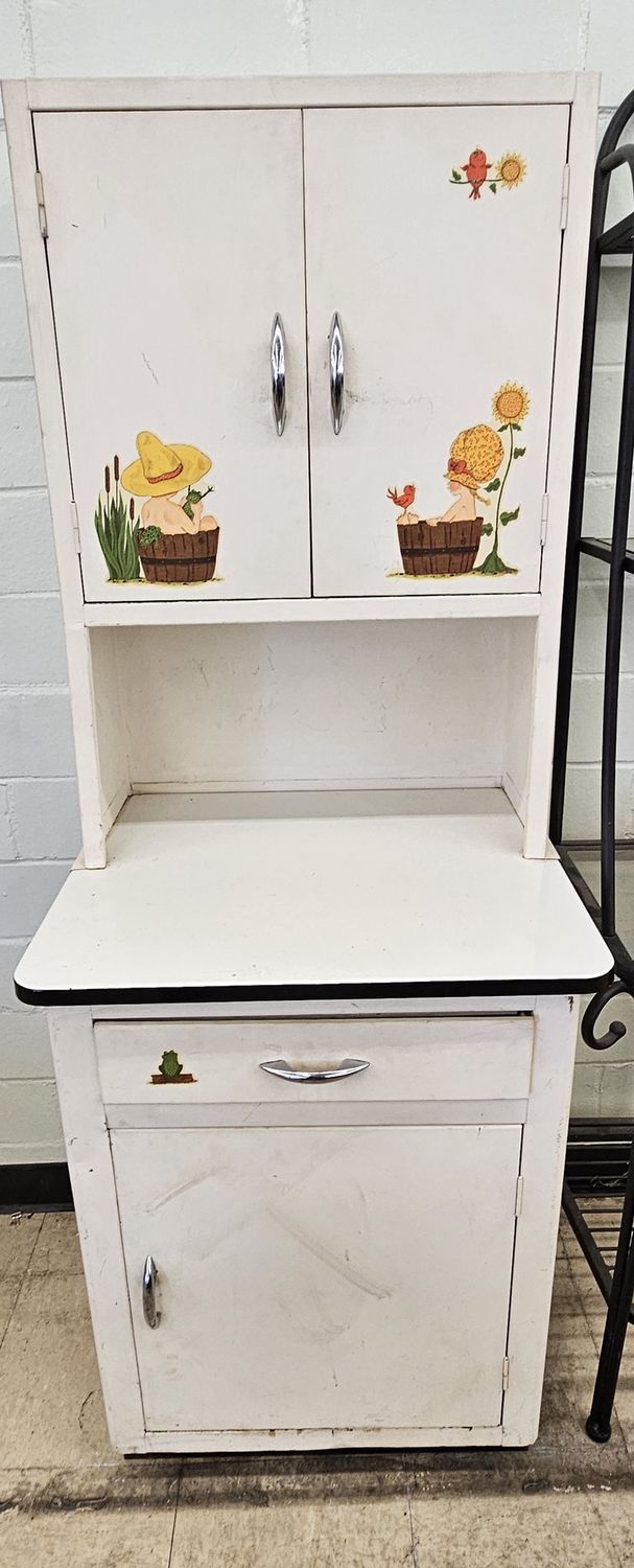 This metal, white kitchen larder cupboard