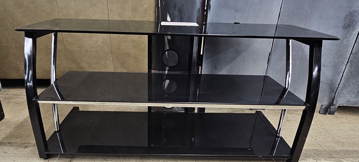 Black Glass 3-Tier TV Stand