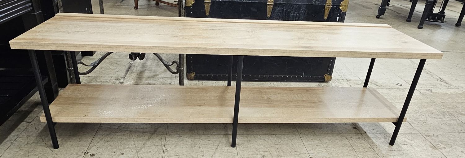 Long Wood &amp; Metal 2-Tier TV Stand