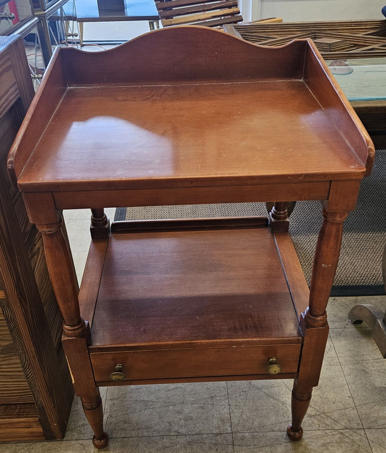 Vintage Beech Side Table with Cherry Tint Finish