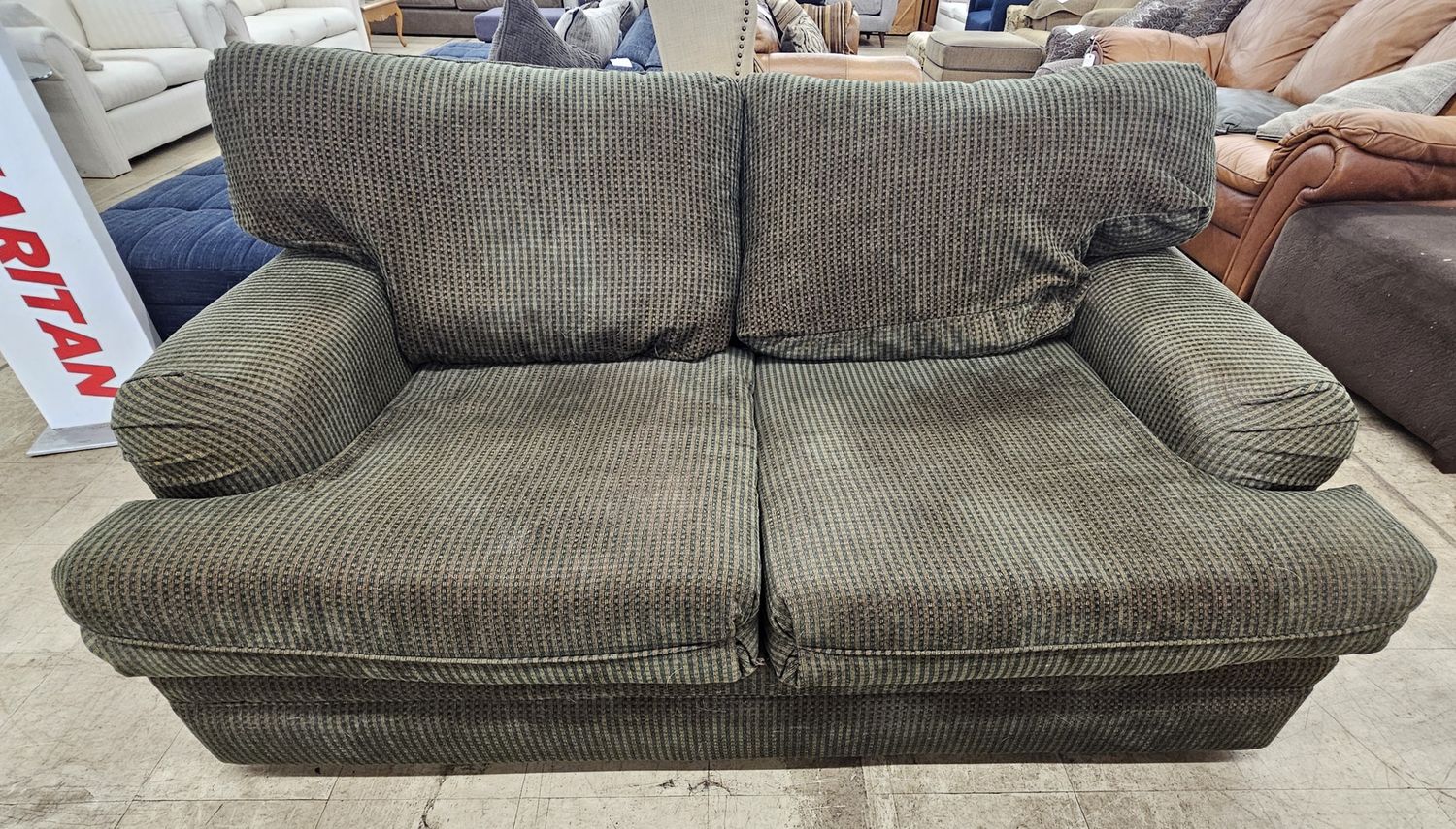 Oversized Green Fabric Loveseat