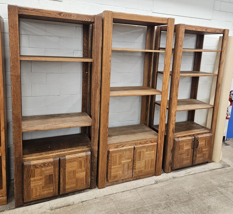 3 tall solid oak bookcases