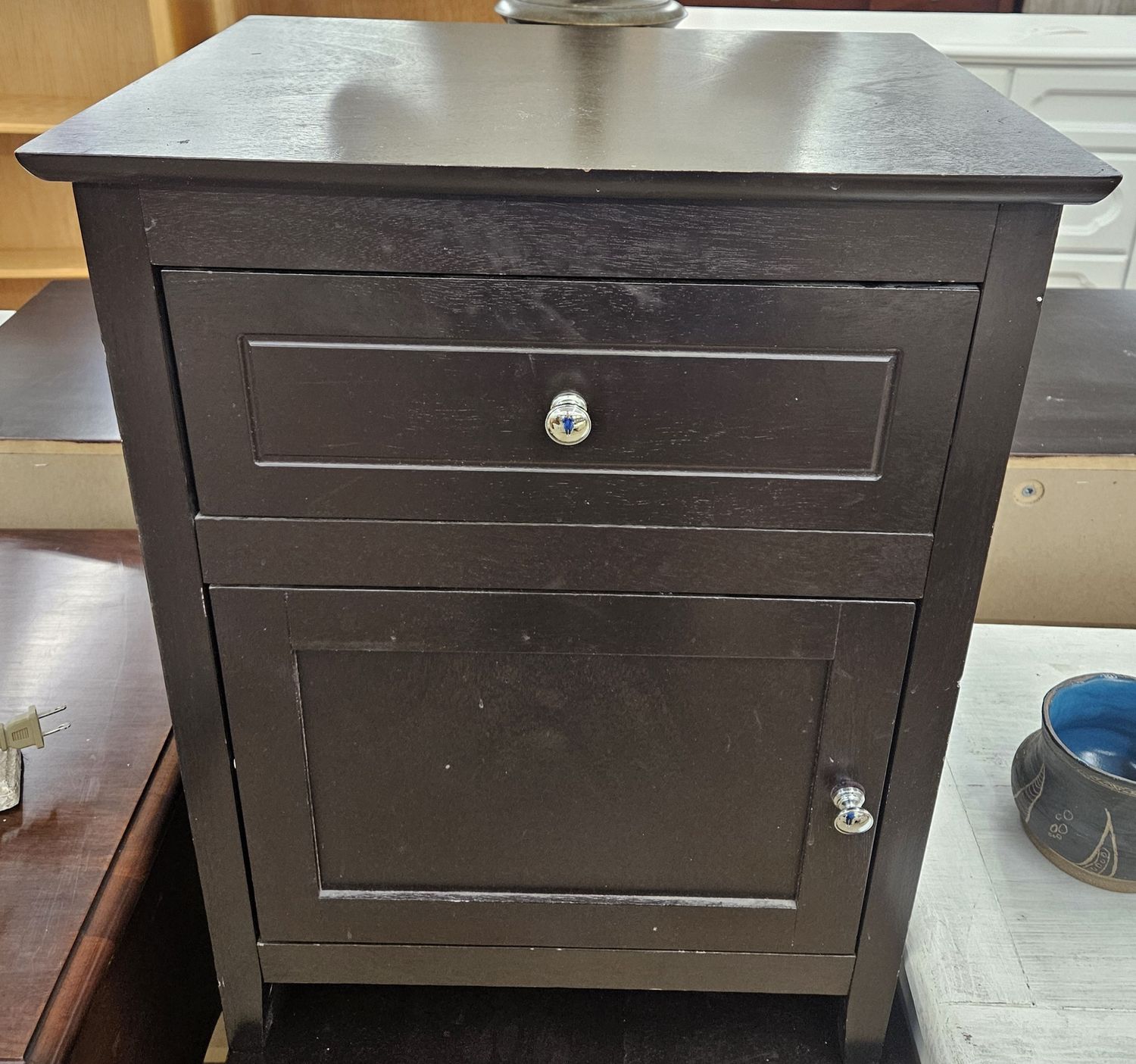 Espresso Wood Accent Table/Nightstand with Drawer and Storage