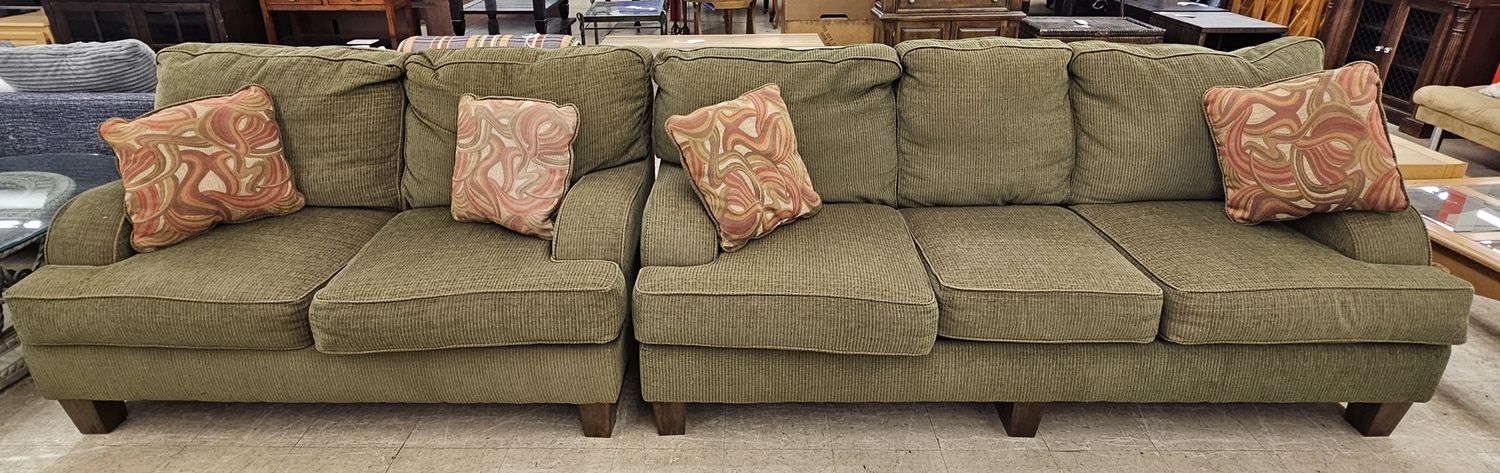Green 3-Seater Sofa &amp; Matching Loveseat Set