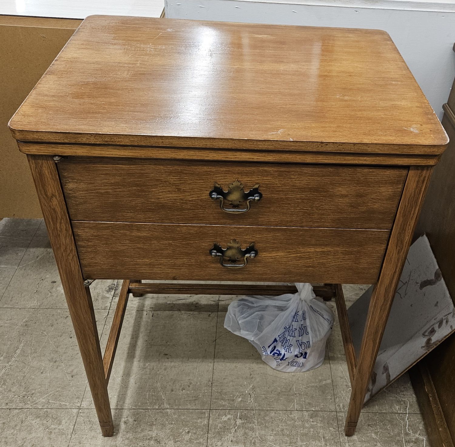 vintage wooden sewing table