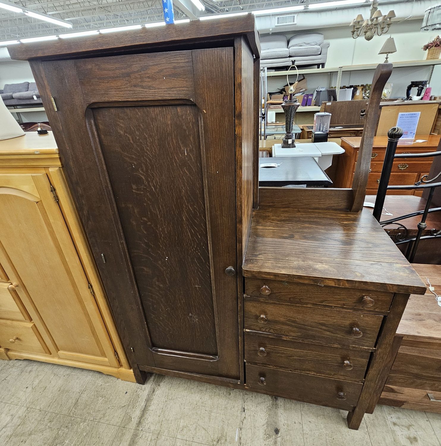 Antique oak chifferobe