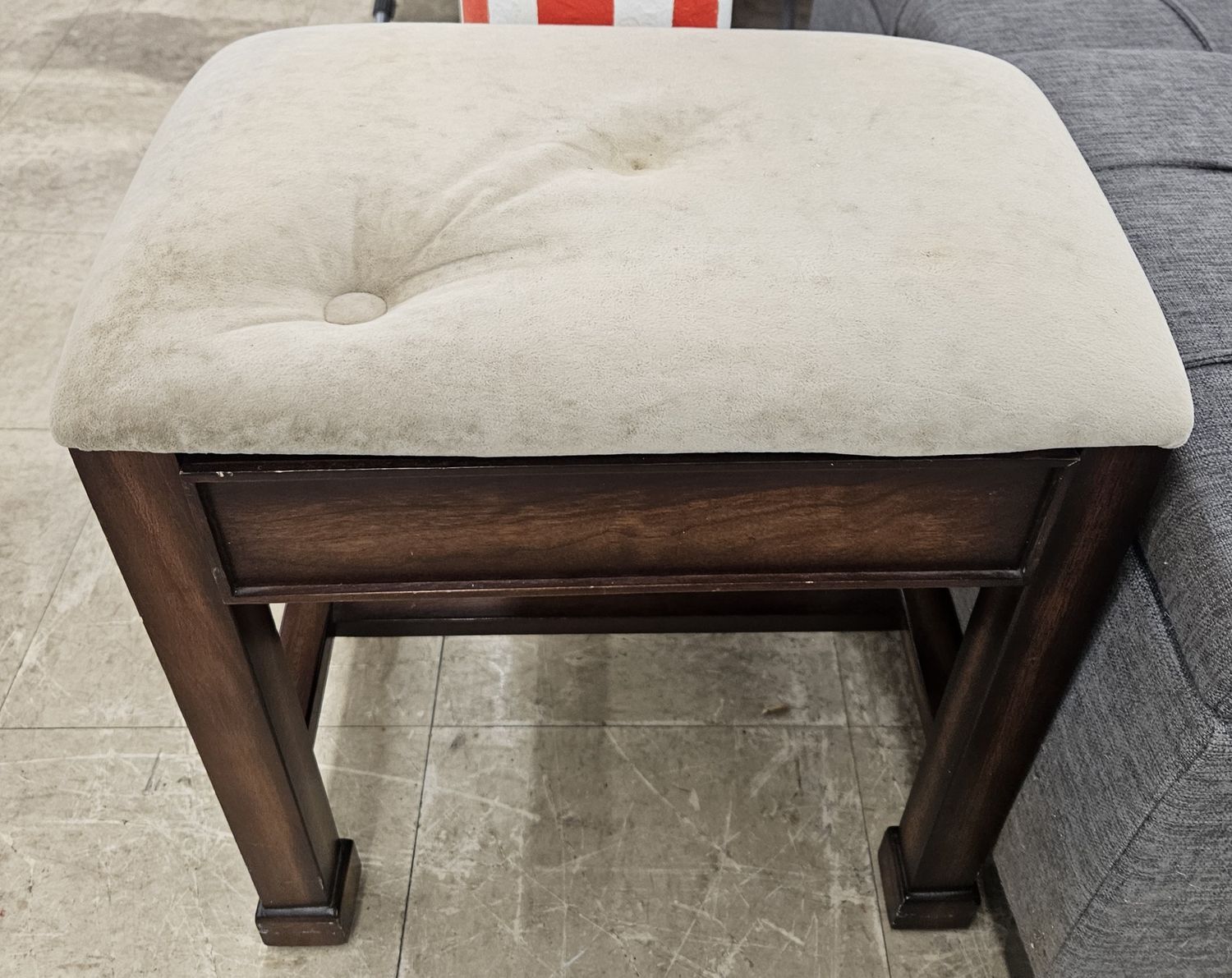 vintage wooden ottoman