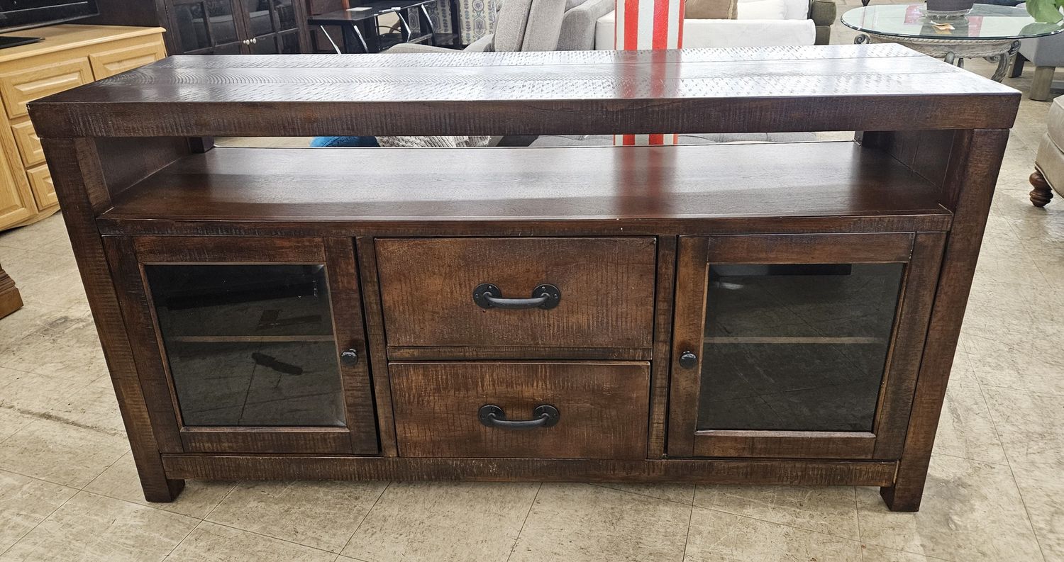 Dark wood TV console