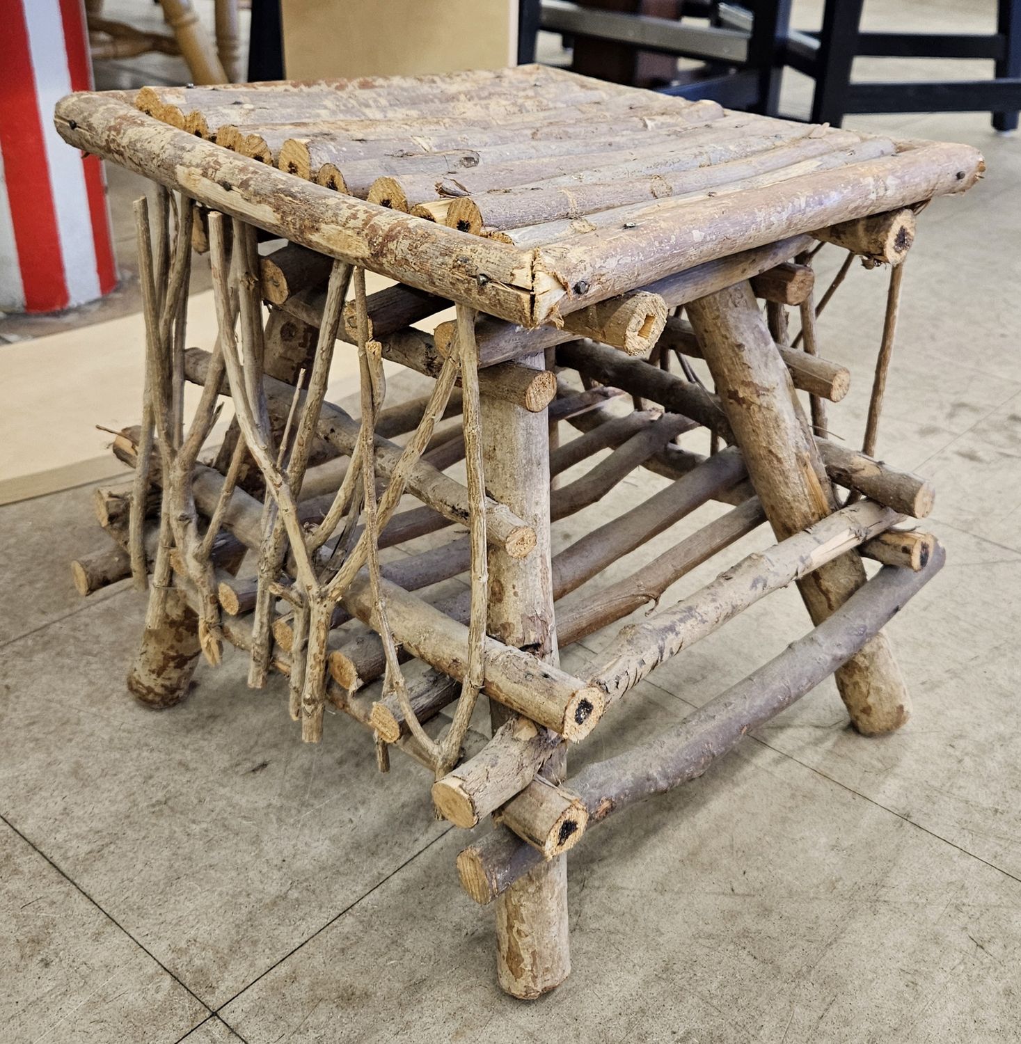 Rustic handmade side table or stool