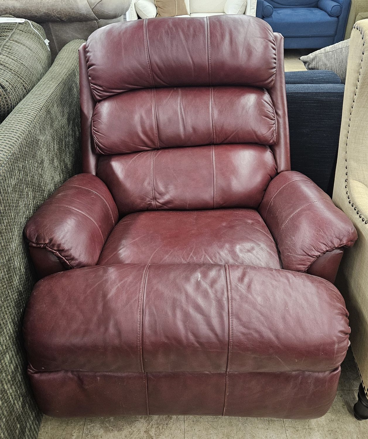 Burgundy leather La-Z-Boy recliner chair