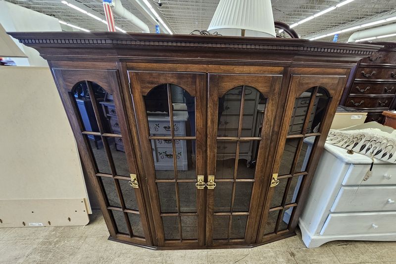 Dark cherry wood china cabinet