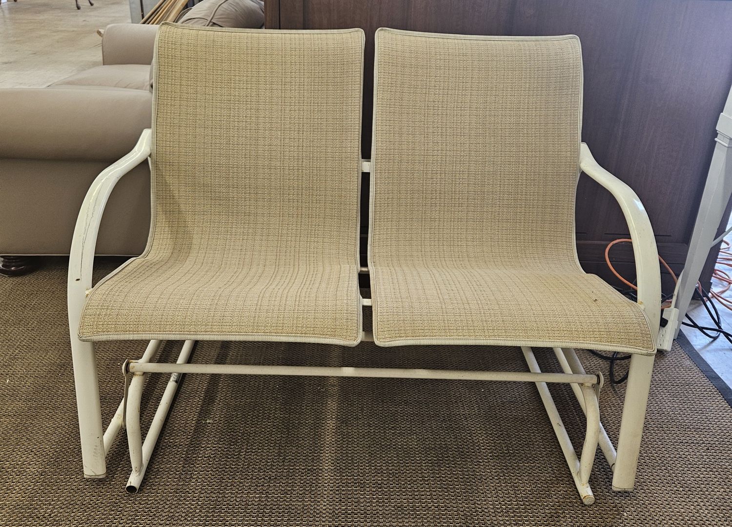 Vintage white metal frame glider