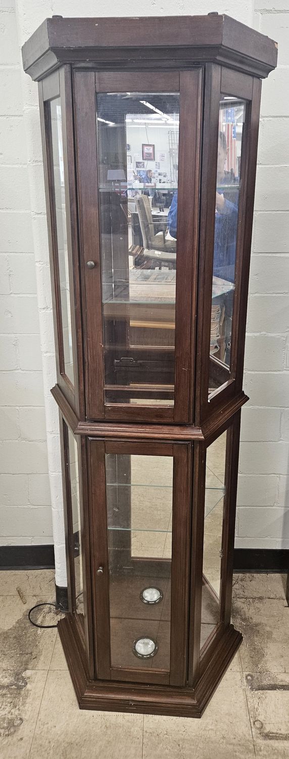 Vintage lighted curio cabinet