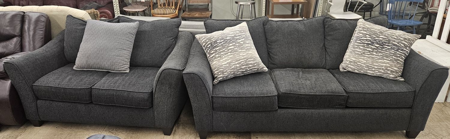 charcoal couch and loveseat