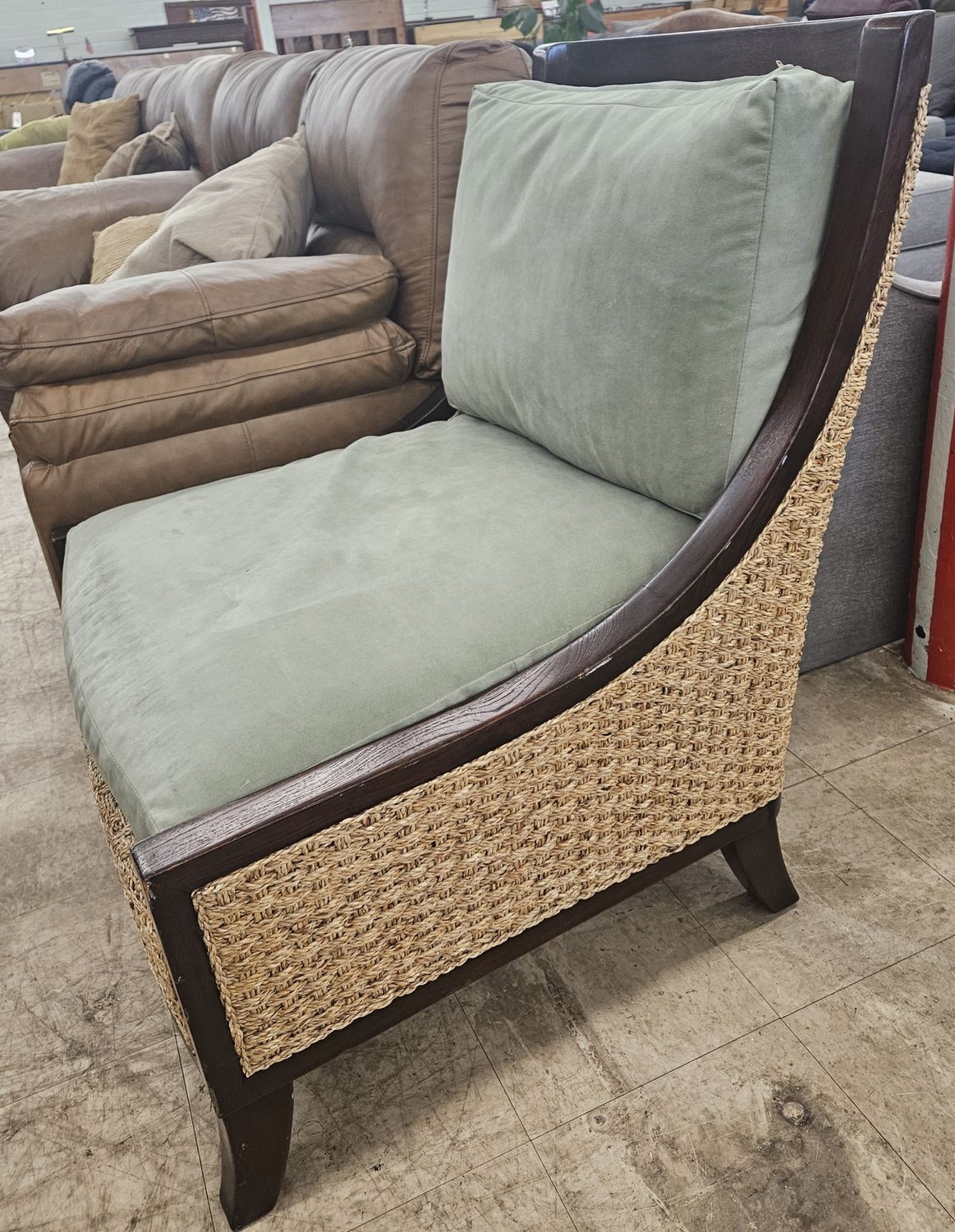 Charming woven accent chair.