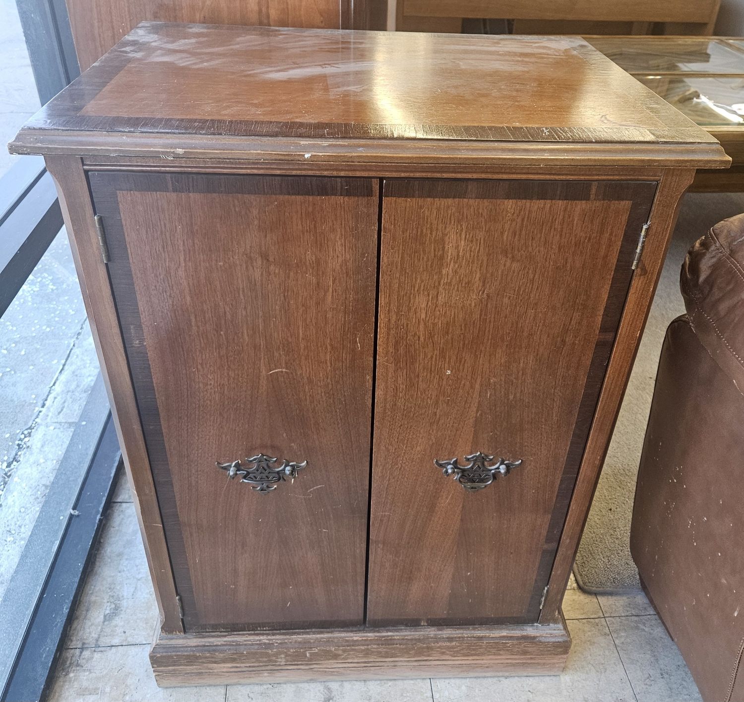 vintage Art Deco mahogany record cabinet