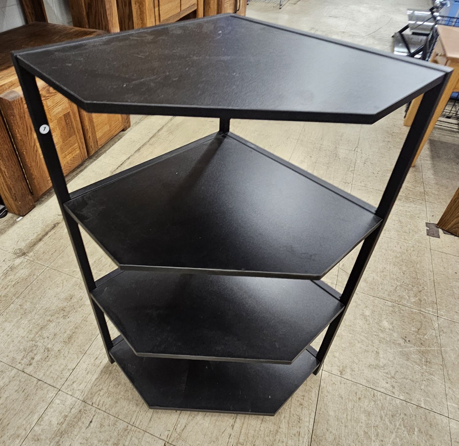 4-tier black corner shelf unit