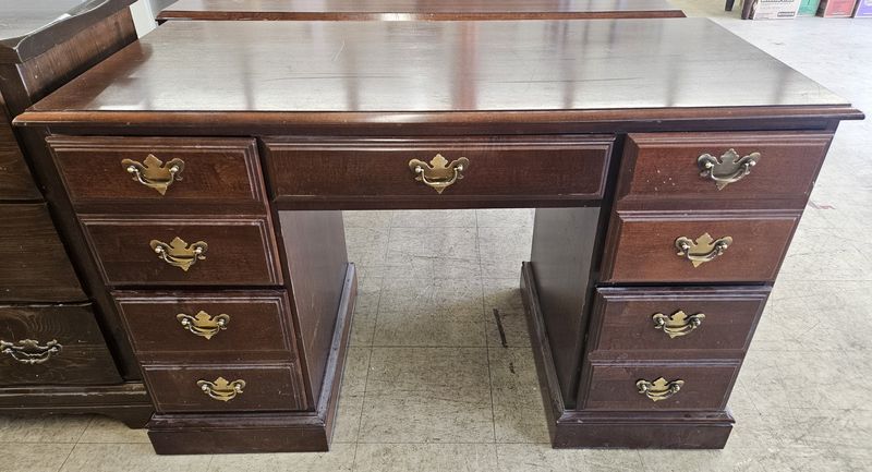 Broyhill cherry wood double pedestal desk