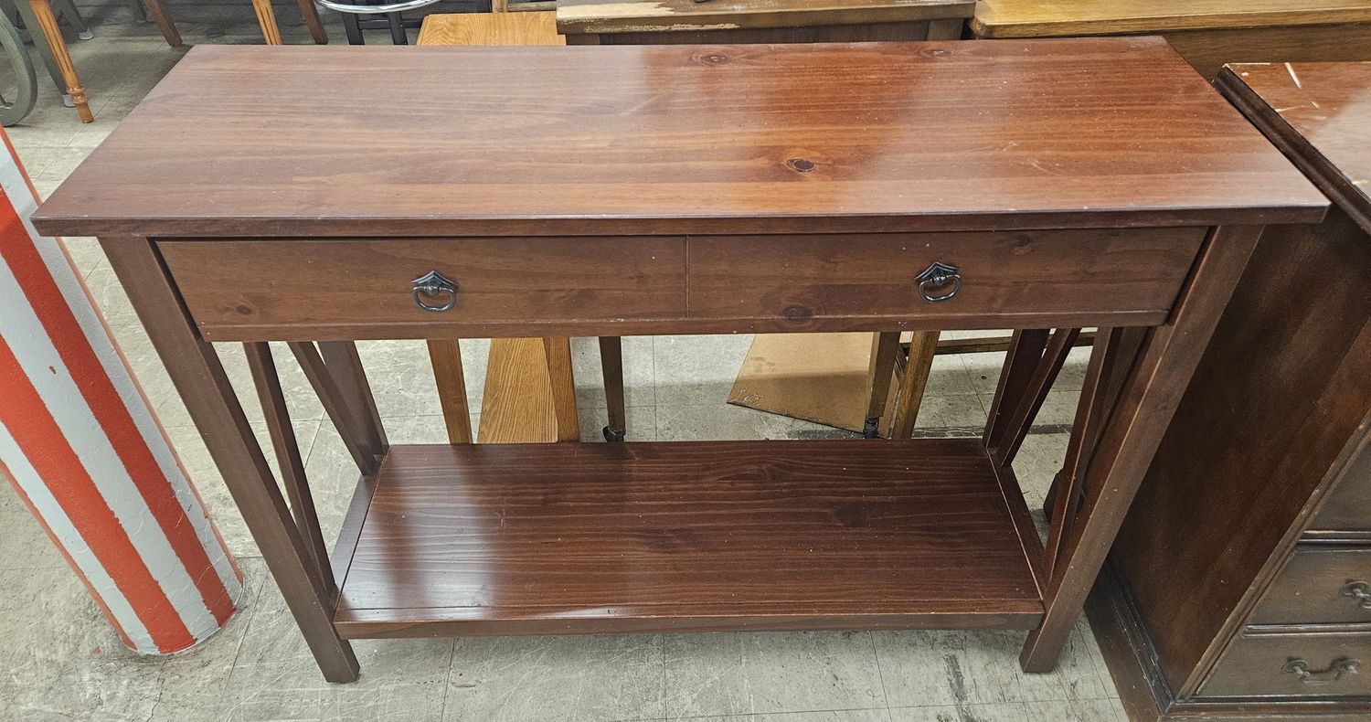 Antique tobacco-finished console table