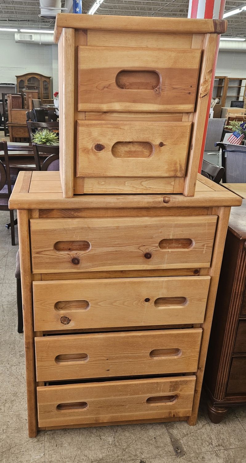 Solid pine wood dresser &amp; nightstand
