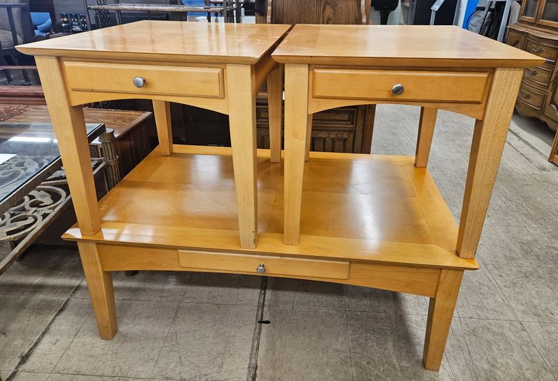 Light brown wooden end table