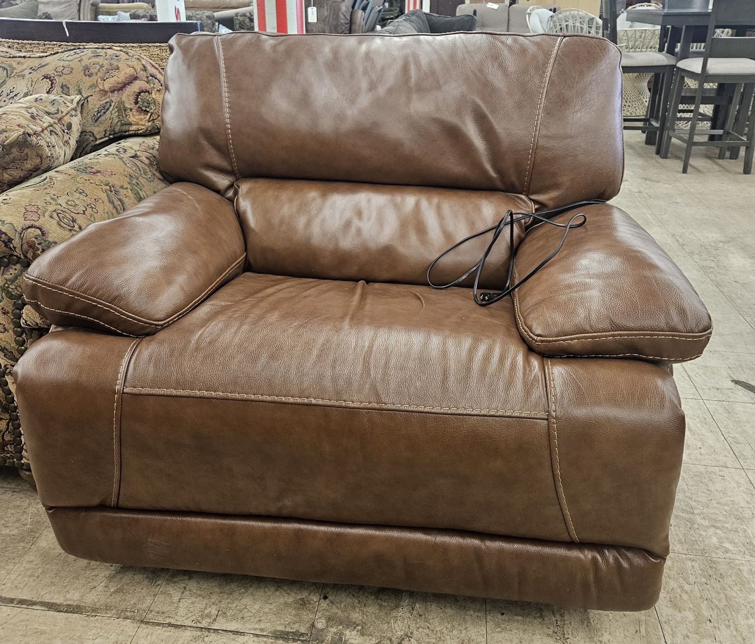 Brown leather recliner chair