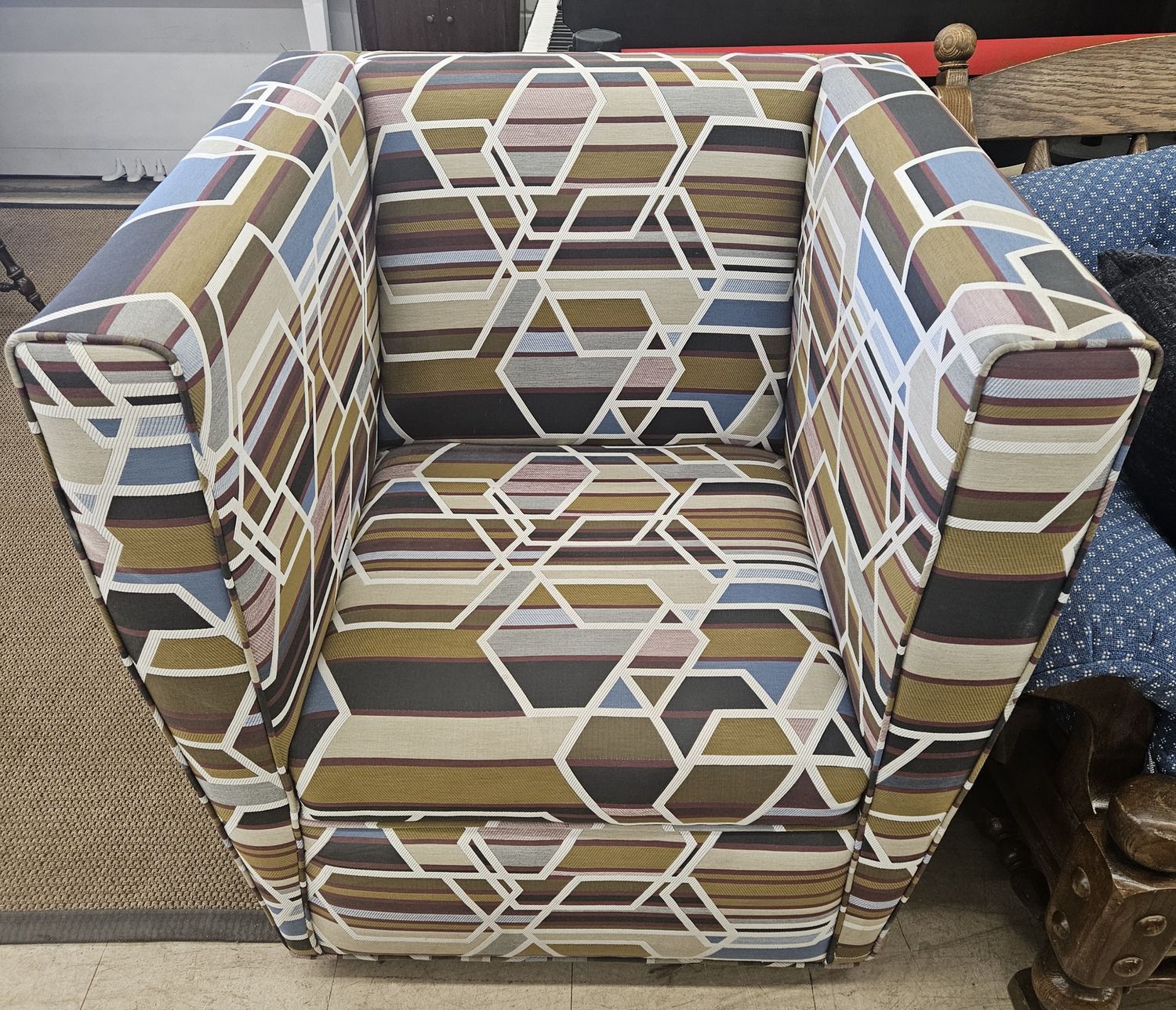 Geometric pattern armchair