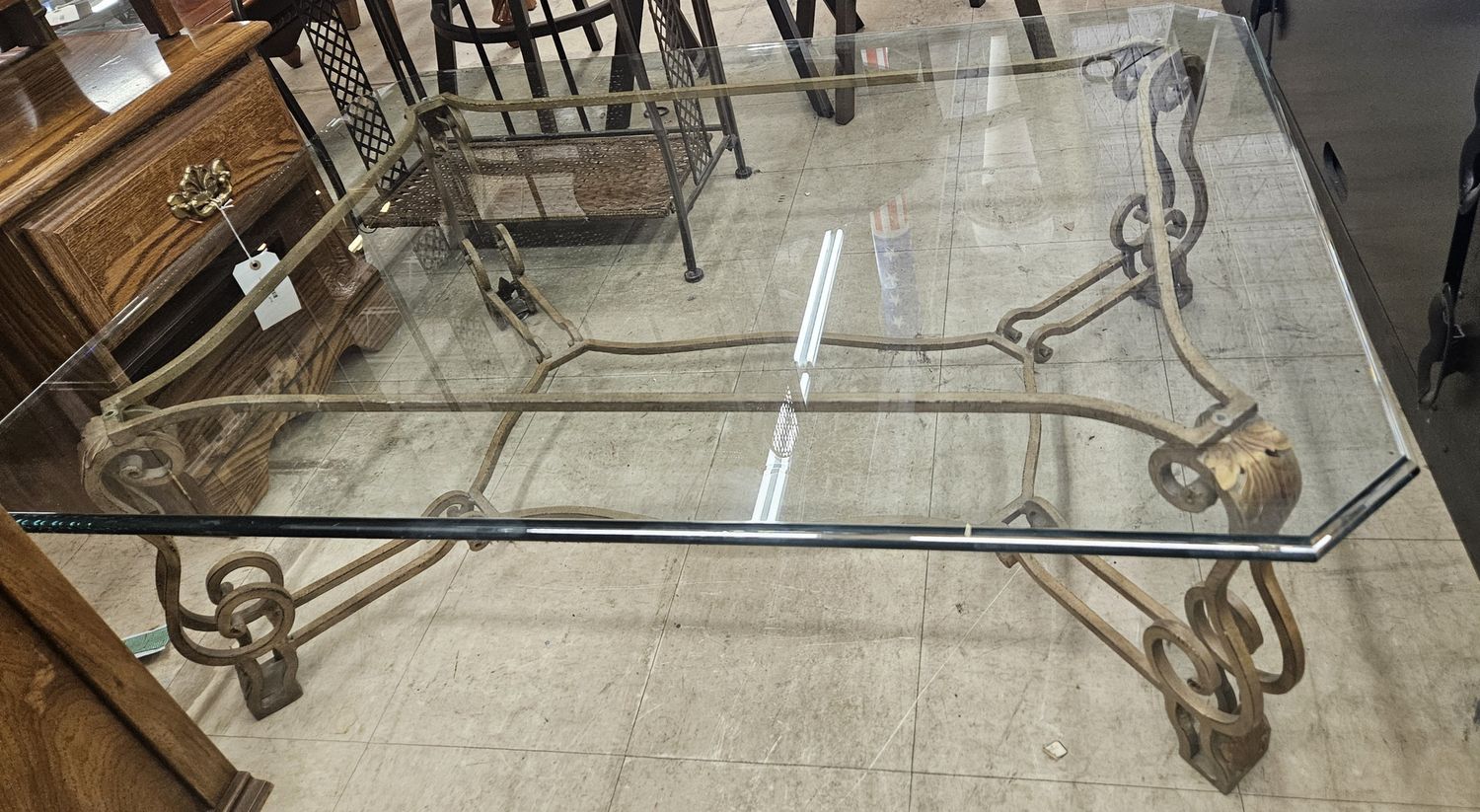 vintage-style glass coffee table