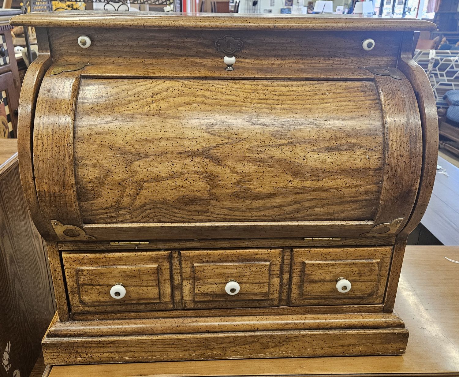 Miniature half-cylinder drop-front secretary desk
