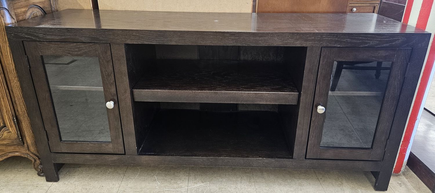 stylish dark wood TV console