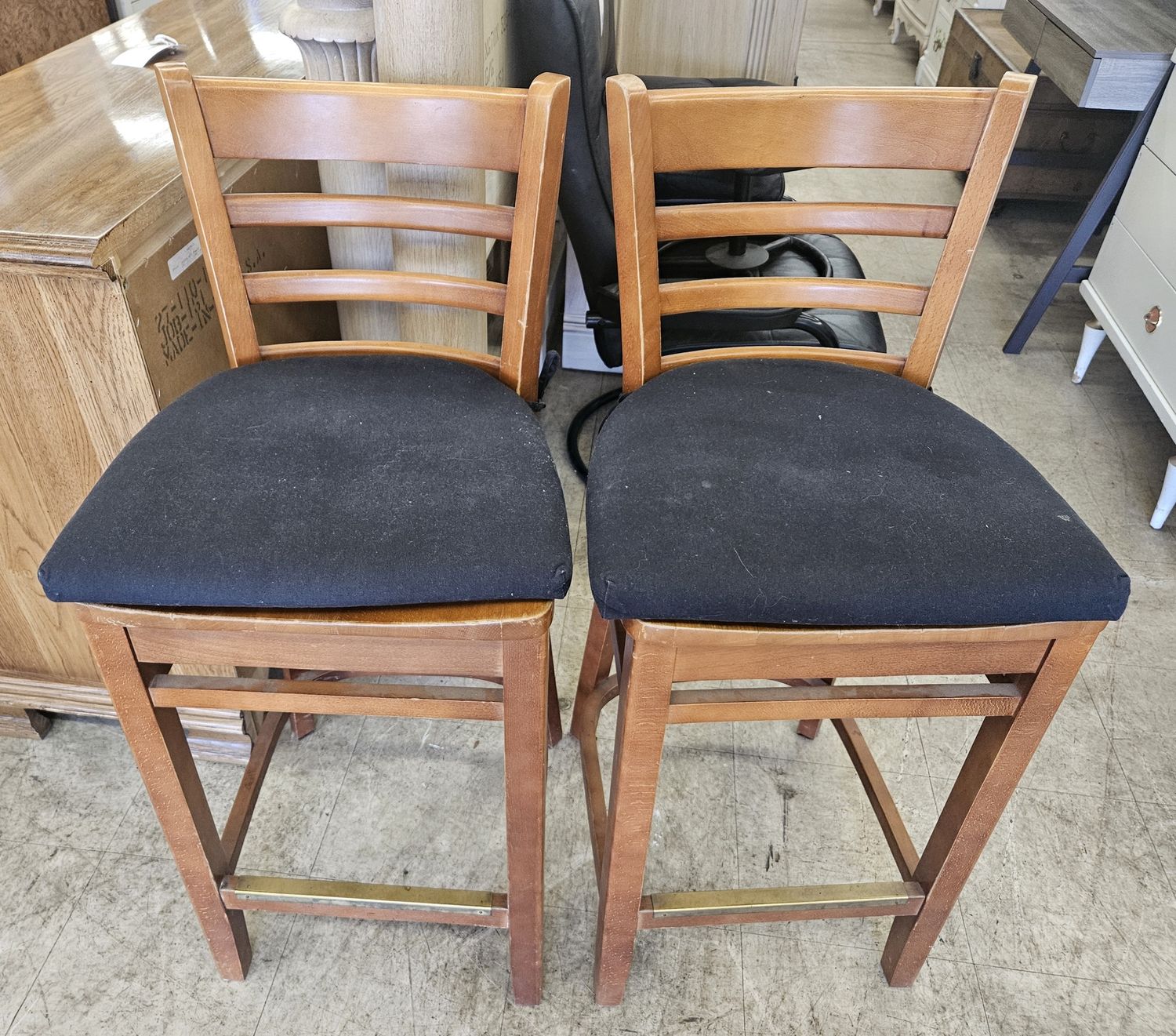 Set of two wooden bar stools
