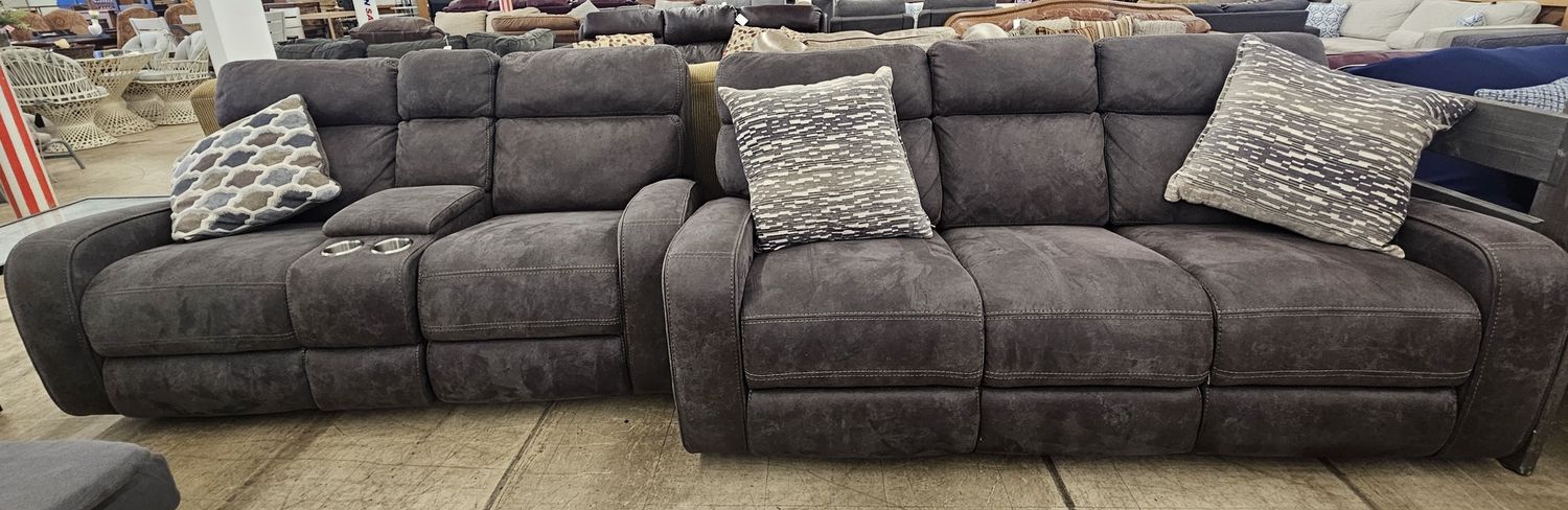 Beautiful grey power reclining couch &amp; loveseat
