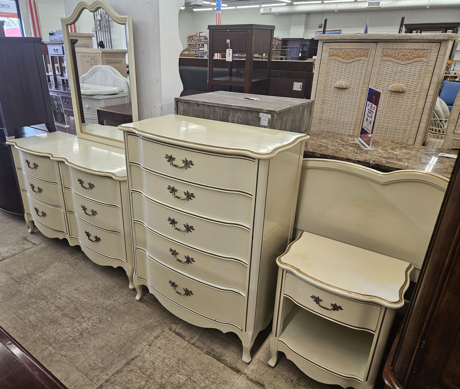 Elegant Bedroom Furniture Set - highboy, lowboy, nightstand