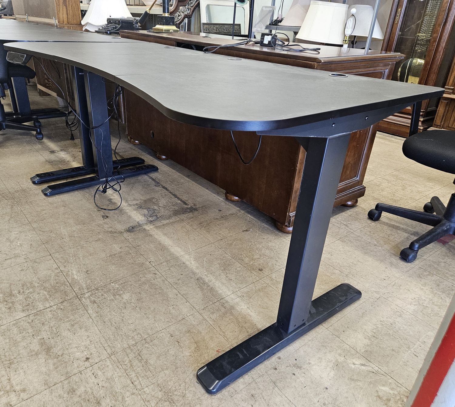 Black height-adjustable electric stand-up desk