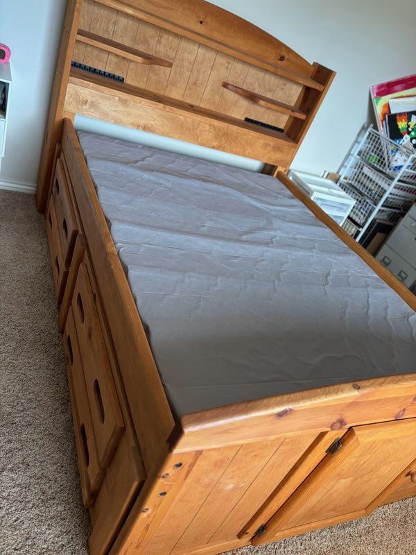 Warm Bedroom set - bed, dresser, desk, nightstand