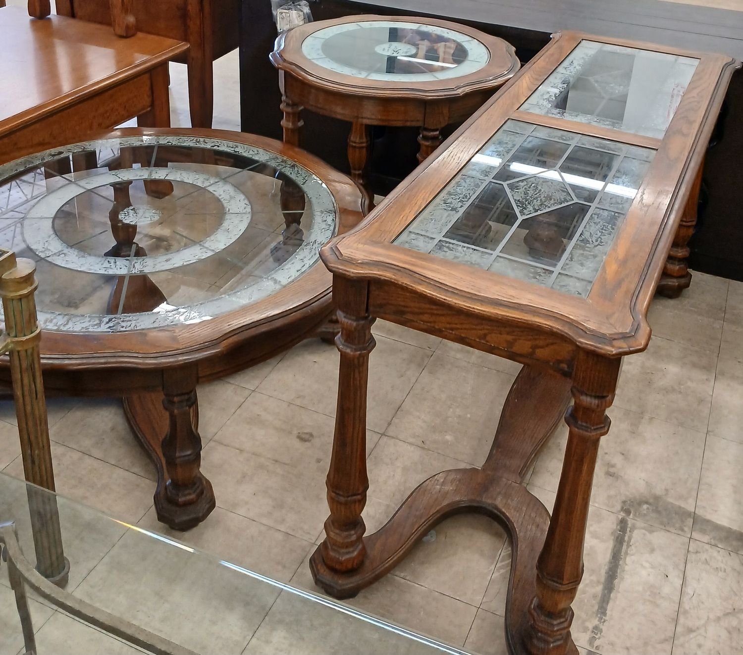 3 piece glass living room set